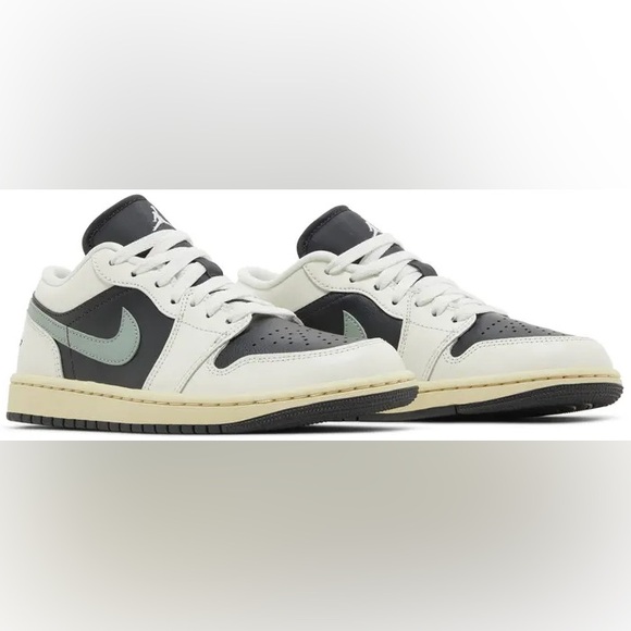 Nike Air Jordan 1 Low - Black, White, and Green - Picture 1 of 8